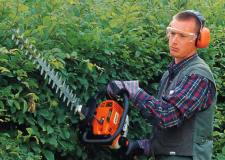 Heckenschere im Einsatz, Stihl Benzinheckenschere